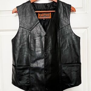 Daniel Smart Women's 100% Leather Moto Biker Vest Jacket X-Large Front Snap
